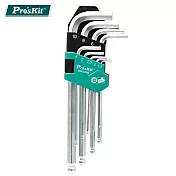 台灣寶工ProsKit鉻釩鋼長型球頭內六角扳手9支組HW-229B(德國GS認証)內六角板手內6角板手球頭扳手