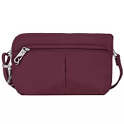 《TRAVELON》三層防盜斜背包(紫紅)