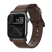 美國NOMADxHORWEEN Apple Watch專用皮革錶帶-摩登款(42/44mm) 棕皮黑扣