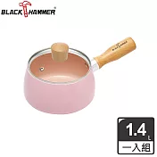 BLACK HAMMER 粉彩陶瓷不沾單柄湯鍋-二色可選 花漾粉