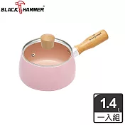 BLACK HAMMER 粉彩陶瓷不沾單柄湯鍋-二色可選花漾粉