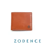 ZODENCE MAN義大利植鞣革原色透明窗兩折短夾 駝色