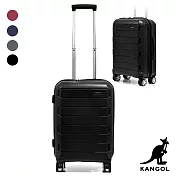 KANGOL - 英國袋鼠20吋輕量耐磨可加大PP行李箱 - 多色可選 黑色