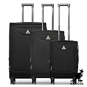 KANGOL - 英國袋鼠世界巡迴布面行李箱三件組-共3色黑色