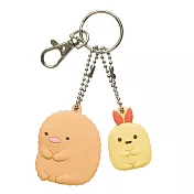 San-X 角落公仔悠閒系列造型公仔鑰匙扣吊飾。炸豬排+炸蝦尾