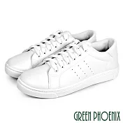 【GREEN PHOENIX】男 休閒鞋 素色 百搭 綁帶 平底 台灣製 JP26.5 白色