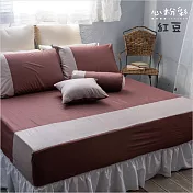 【麗塔寢飾】40支紗精梳棉 雙人加大床包枕套三件組 心粉彩- 紅豆