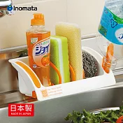 【日本inomata】日製廚房雙吸盤可調分隔式海綿菜瓜布瀝水架