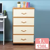 《真心良品》古賀加寬四抽收納櫃(附輪)138L-1入組