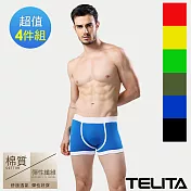 【TELITA】潮流個性彈性平口褲/四角褲-4件組 M 藍色