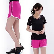 【遊遍天下】女款彈性吸排防曬慢跑運動機能短褲(GP1012)L粉紅