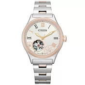 CITIZEN 花朵綻放晶鑽機械腕錶-銀x玫瑰金