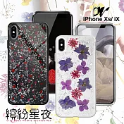 CITYBOSS for iPhone Xs/ iPhone X 繽紛星夜全包防滑保護殼-銀箔飛燕 碎紅 兩款任選碎紅