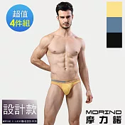 【MORINO摩力諾】經典緹花運動三角褲-4件組 M 黑色