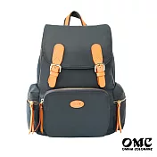 【OMC】時尚風範休旅款雙皮扣尼龍後背包(5色) 灰