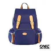 【OMC】時尚風範休旅款雙皮扣尼龍後背包(5色) 藍
