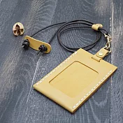 Be Two 手工皮件 ∣ 直式植鞣革牛皮識別證套 真皮證件套 工作證套 票卡夾 萬用票夾 卡套00黃色