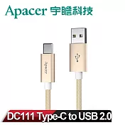 【Apacer宇瞻】 DC111 Type-C to USB2.0 傳輸線 金色 (1m編織線)