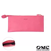 【OMC】6卡1照歐洲植鞣革薄款拉鍊牛皮長夾-粉色