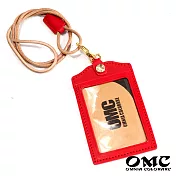 【OMC】【OMC】歐洲植鞣牛皮直式識別證套悠遊卡套(8色)紅色