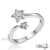 【WINGS】精鍍白K金戒指《星願》|纖細百搭 優雅輕奢款 5號