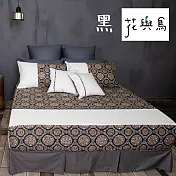 【麗塔寢飾】40支紗精梳棉 雙人床包 花與鳥 - 黑色