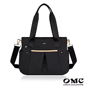 【OMC】城市休旅抓皺側背斜背兩用包(黑色)