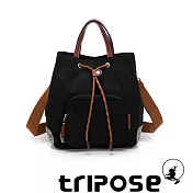 tripose 漫遊系列岩紋手提斜背水桶包 潮感黑