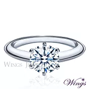 【WINGS】皇冠式戒臺 經典六爪鑲戒指 八心八箭方晶鋯石精鍍白K金戒指 女戒 聖誕(擬真鑽 八心八箭 鑽 禮物) 6號