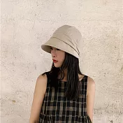 小沿日系防曬遮陽漁夫帽 棉麻款米色