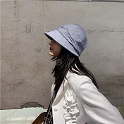 小沿日系防曬遮陽漁夫帽 棉麻款牛仔藍