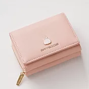 【L.Elegant】韓版時尚三折少淑女短夾拉鏈零錢包(共三色)B500粉色