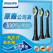 【Philips飛利浦】官方直營 智能鑽石標準型刷頭3入組(HX6063/96) 黑