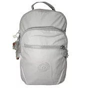 Kipling 尼龍拉鍊後背包-銀灰