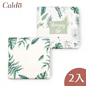 【Caldo卡朵生活】綠意盎然方形珪藻土吸水杯墊2入組