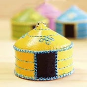 【蒙古傳統】軟軟皮蒙古包鑰匙圈-明黃