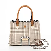 JSN - 法國傑遜迪歐千鳥浪漫花邊多隔層手提包米色