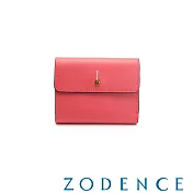 ZODENCE FLIP雙面牛皮簡式短夾- 桃紅