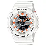 CASIO Baby-G 耀眼亮彩甜心運動休閒腕錶- 白x橘