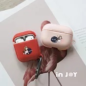 INJOYmall for AirPods 開朗米格魯 保護套 TPU收納盒 附掛勾 粉色款