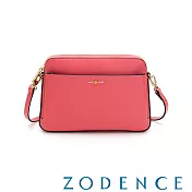 ZODENCE FLIP雙面牛皮拉鍊斜背包- 桃紅