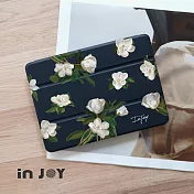 INJOYmall for iPad 10.2 2019 系列 Smart cover皮革平板保護套 附筆槽 柔白香氛花朵款