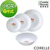 【美國康寧 CORELLE】小紅花4件式餐具組 (D02)