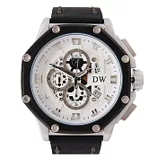 日本DW D3209 八角切割真三眼計時皮帶錶- 銀白