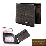 Roberta Colum - 牛皮平行線荔枝紋暗袋7卡3照可拆式上下翻短夾 - 共2色咖啡色