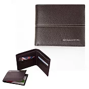 Roberta Colum - 牛皮平行線荔枝紋暗袋12卡2照可拆式左右翻短夾 - 共2色咖啡色