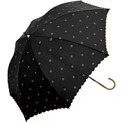 日本進口- 優雅高貴手開傘【黑色水玉傘面金把手】 晴雨兩用 手開長傘