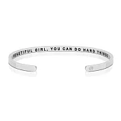 MANTRABAND 美國悄悄話手環 Beautiful Girl You Can Do Hard Things 女力崛起 內側字款 銀色