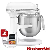 【KitchenAid】8QT商用升降式桌上型攪拌機 白色 3KSMC895TWH 送氣炸烤箱