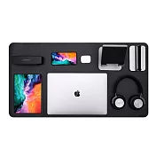 【Jokitech】滑鼠墊 桌墊 辦公桌墊 加大加寬防滑PU皮革多功能滑鼠桌墊 電腦桌墊 85x45cm (5款任選) 黑色